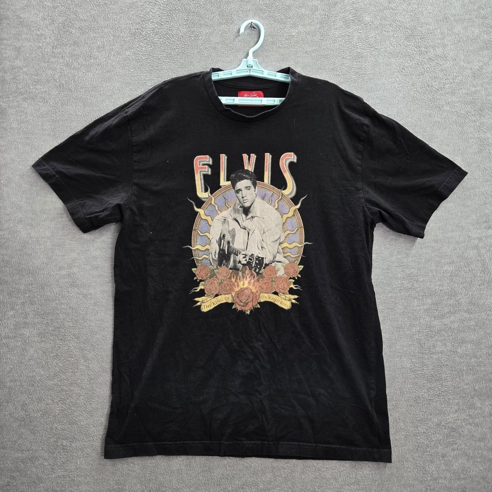 Elvis Presley X‎ Shoe Palace Shirt 2XL Black Floral King Of Rock & Roll Graphic